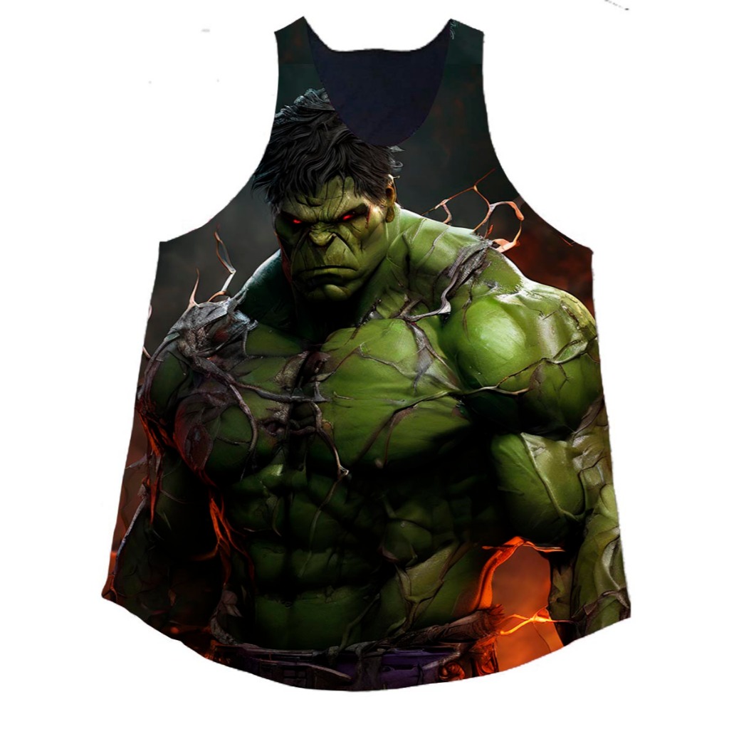 Regata cavada masculina treino musculação academia Hulk art12