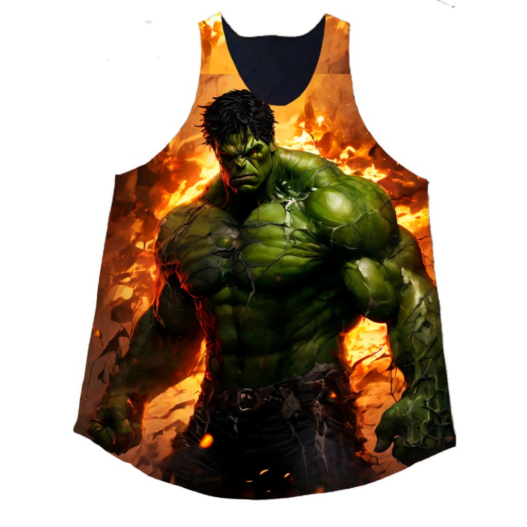 Regata cavada masculina treino musculação academia Hulk art10