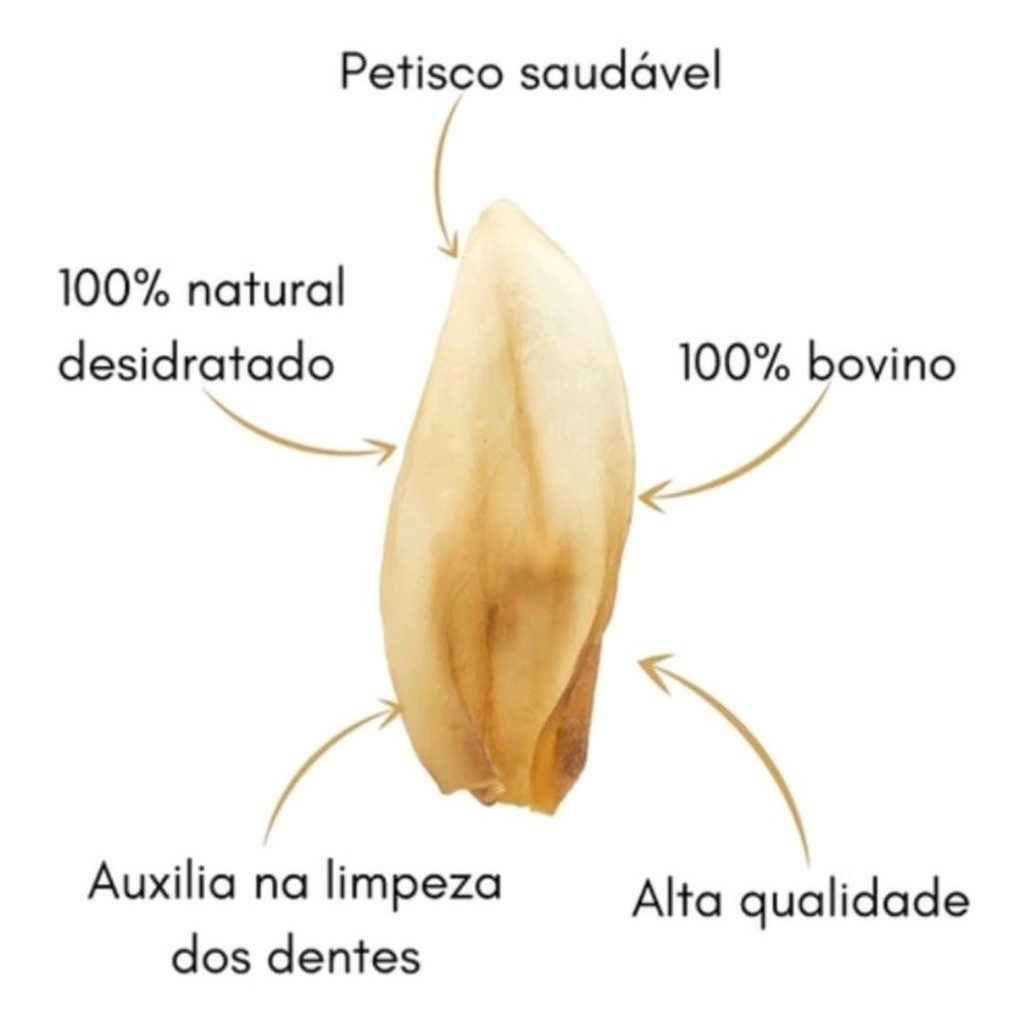 Petisco natural,orelha bovina desidratada para cães de todos os portes e peso.EA para pets
