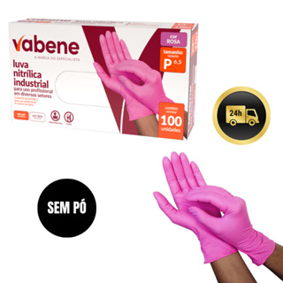 Luva Nitrílica Descartável Sem Pó C/100 Un Rosa Azul Branca em Oferta na Shopee