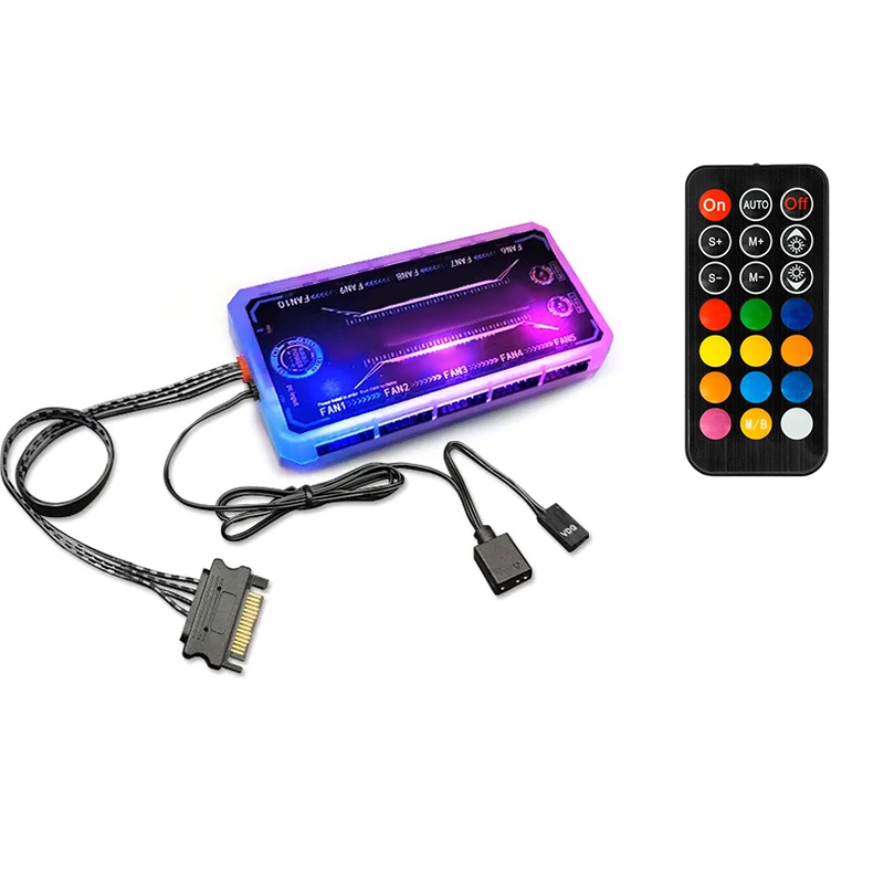 Controlador Para Fans Argb 6 Pinos Cooler Controladora Rgb Argb C/ Leds Controle Remoto e Acessórios