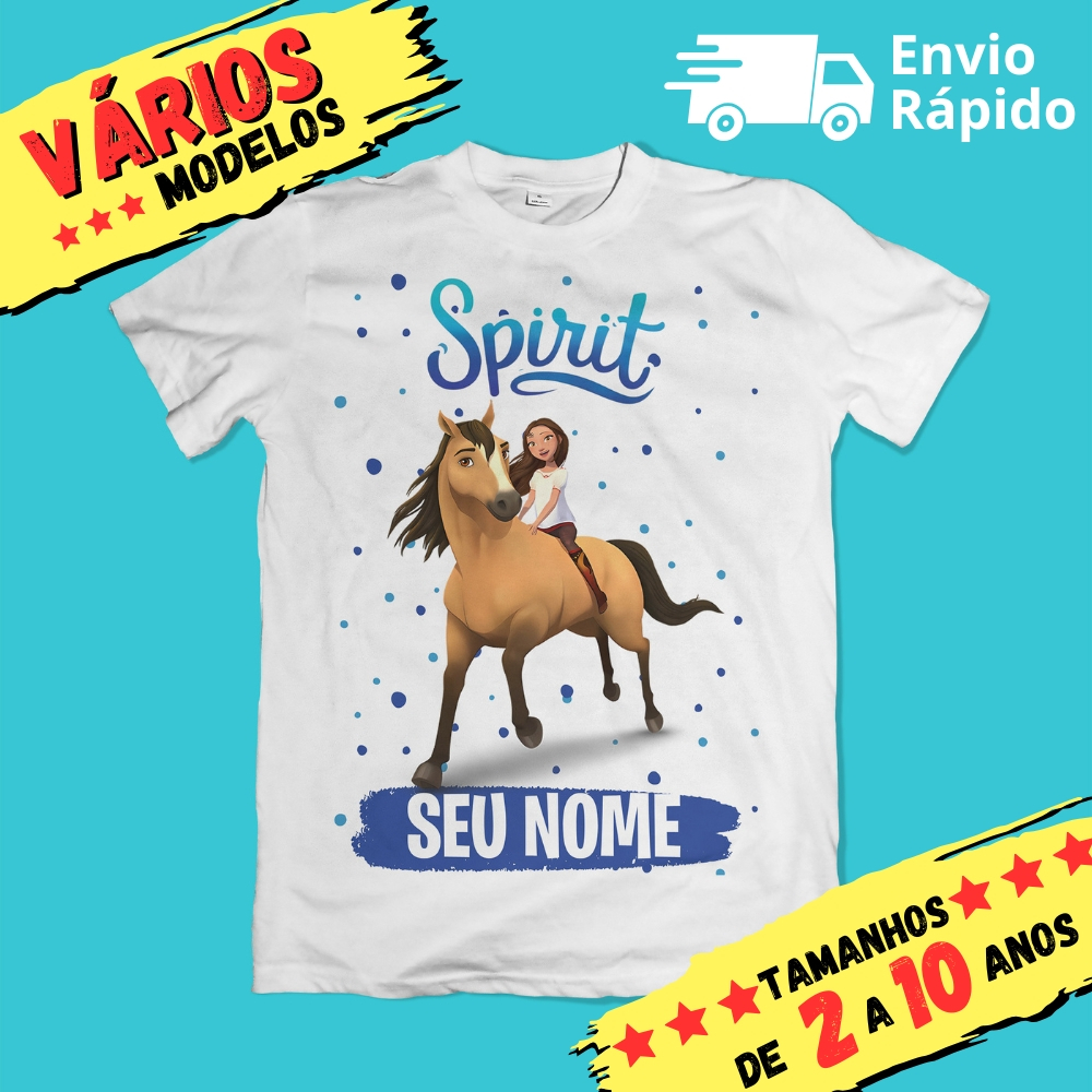 Camiseta Infantil Unissex Spirit - Cavalgando Livre Personalizada com nome (Opcional) em Oferta na Shopee