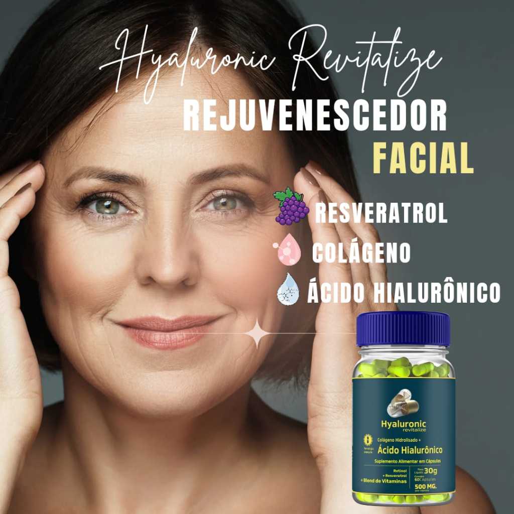 1 Pote Hyaluronic Revitalize colágeno com ácido hialurônico suplementos Resveratrol Retinol