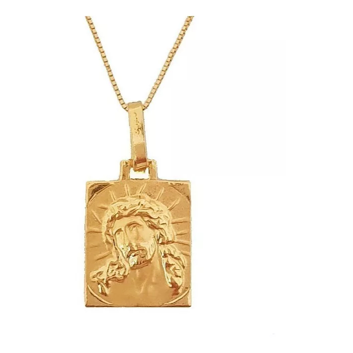 PINGENTE PLACA COM O ROSTO DE CRISTO EM OURO 18K 750 JESUS (cod90y)