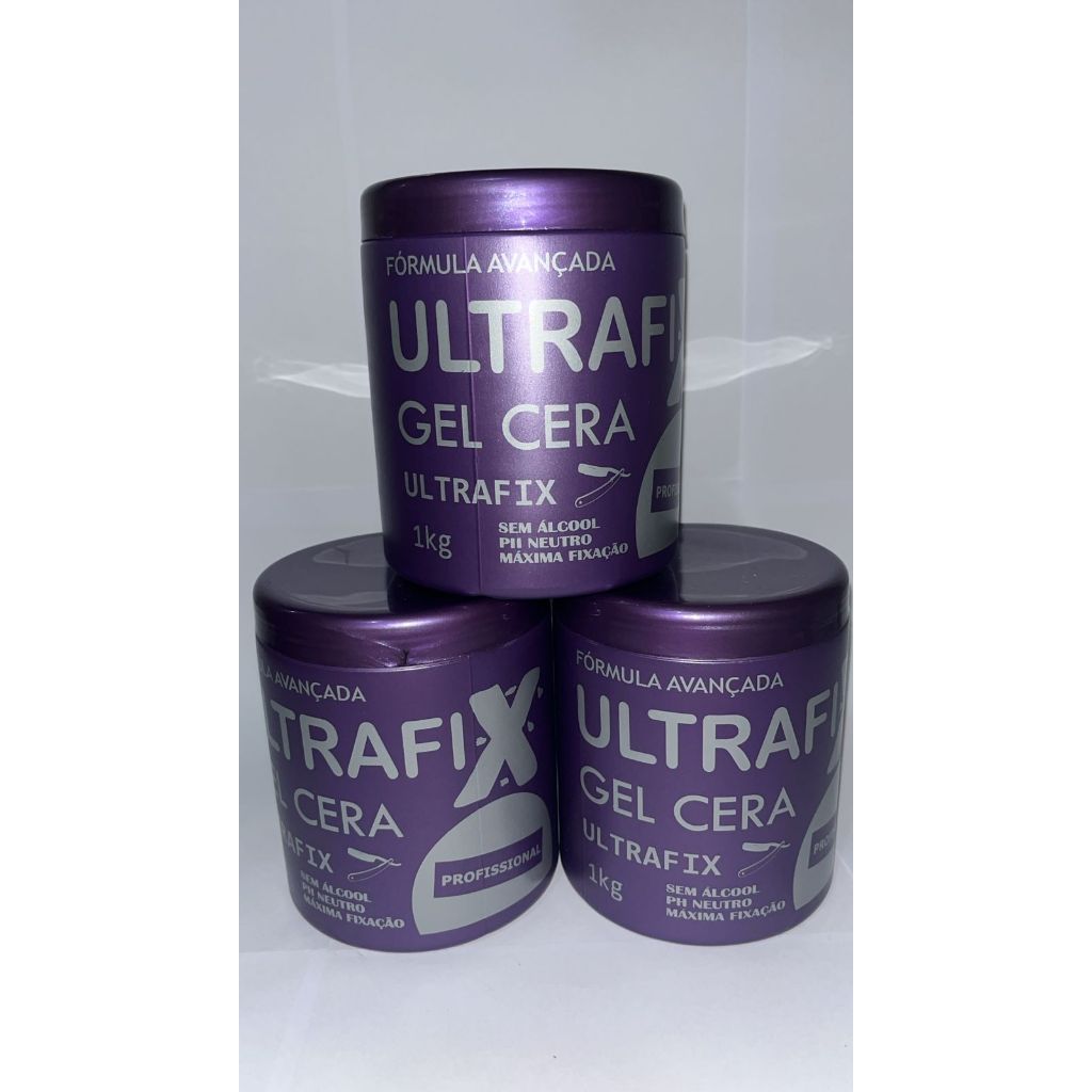 KIT COM 3 UNIDADES GEL CERA ULTRAFIX 1KG SEM ÁLCOOL PH NEUTRO MÁXIMA FIXAÇÃO