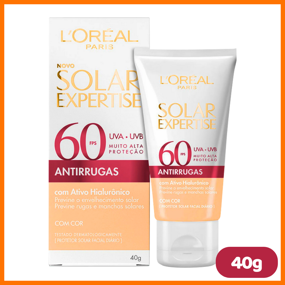 Protetor Solar Facial Com Cor Antirrugas Loreal Paris Expertise FPS60 40g