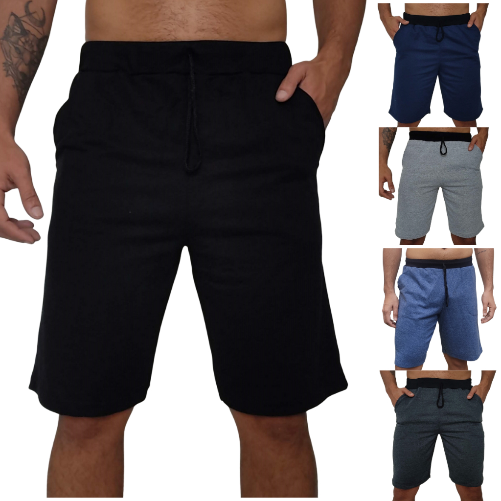 Kit 5 Bermudas Moletom Masculina Academia Camuflada Floral ou Cores short moleton