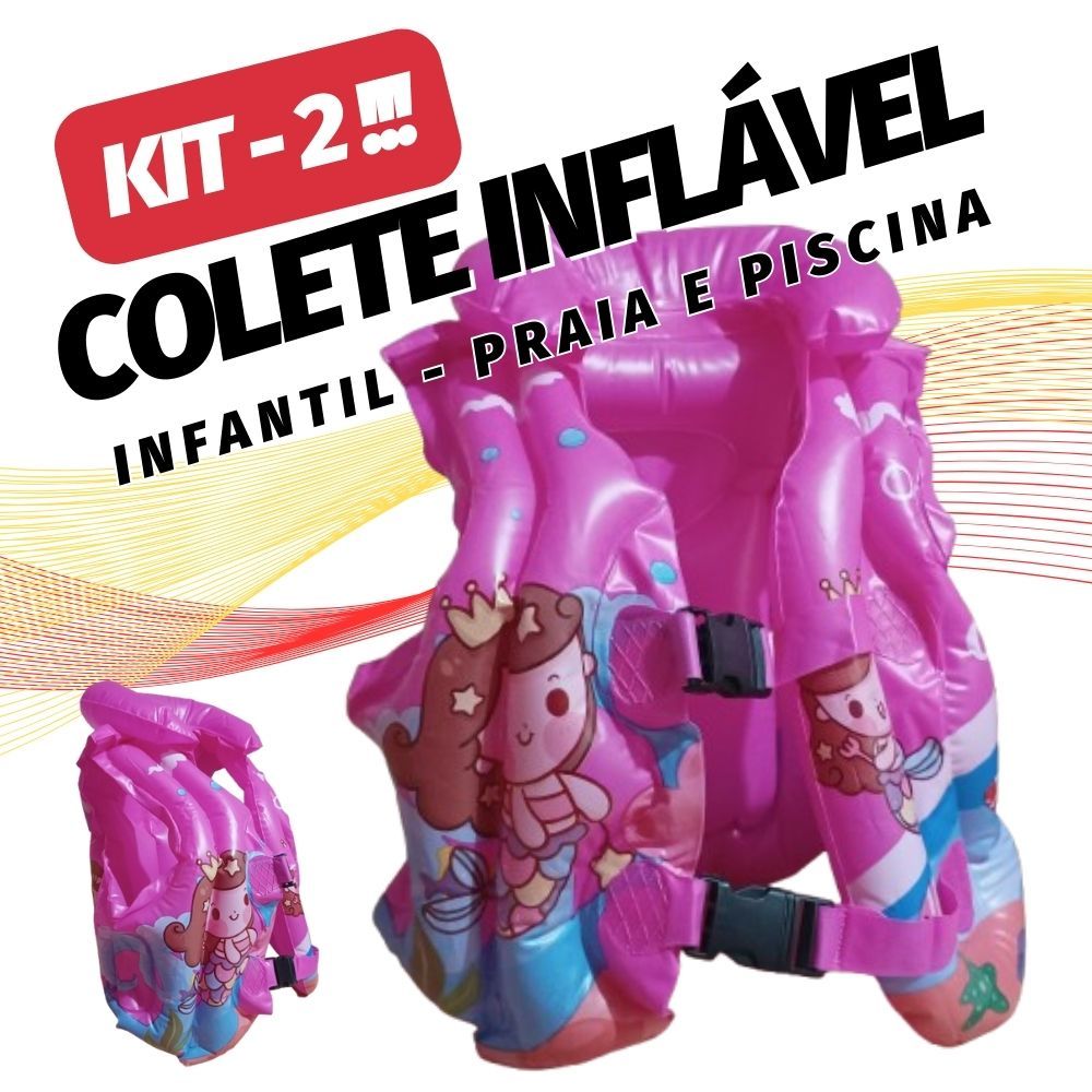 KIT 2 Colete Inflável Infantil Boia Praia Piscina Salva Vidas