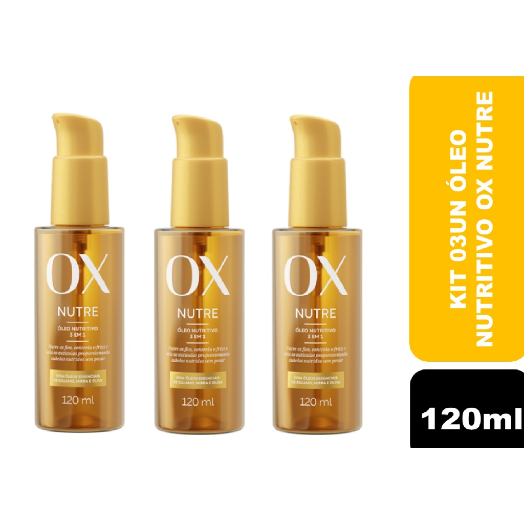 Kit 03un Óleo Nutritivo Ox Nutre 3 em 1 120ml