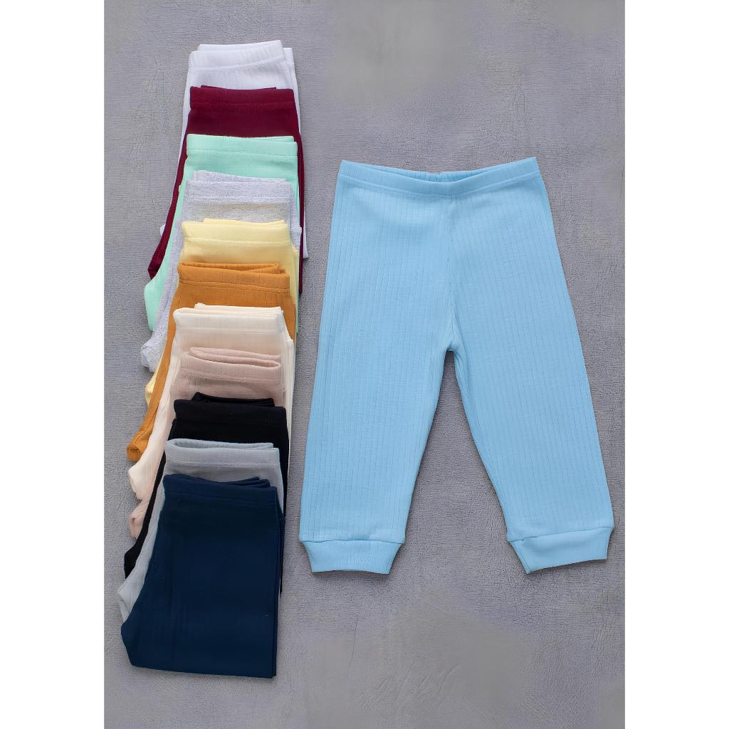 Kit 6 Mijão Calça Bebê em Malha Canelada 100% Algodão - Liso (RN/P/M/G)
