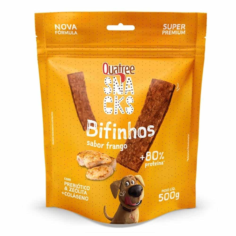 Petisco Quatree Snack Bifinho Frango 500 gr