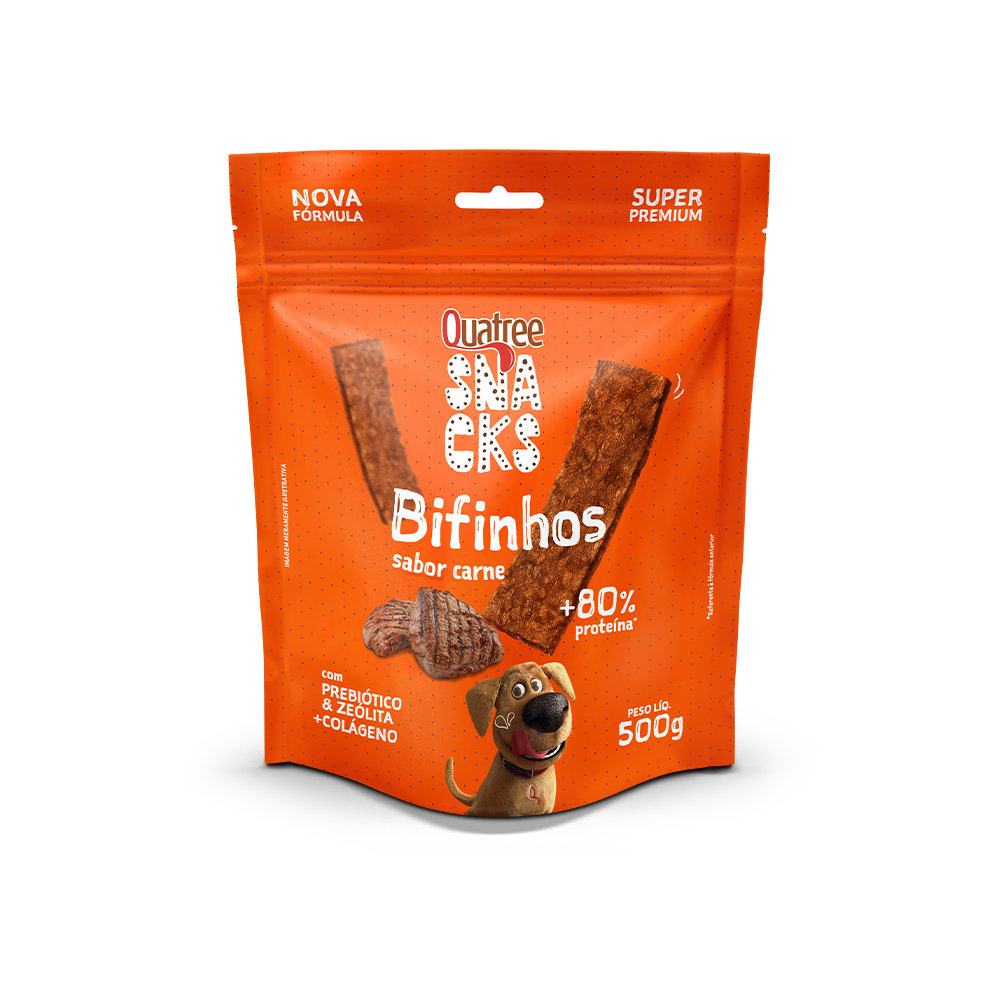 Petisco Bifinho Quatree Snack Carne Natural 500 gr