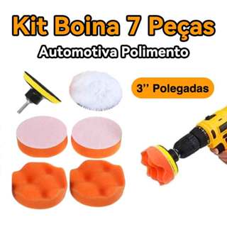 7 Peças Kit Boina Polimento Automotivo Espuma e Lã 3 Polegadas para Furadeira e Parafusadeira em Oferta na Shopee
