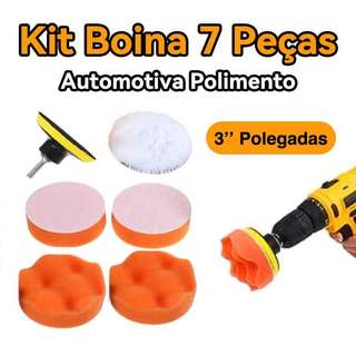 7 Peças Kit Boina Polimento Automotivo Espuma e Lã 3 Polegadas para Furadeira e Parafusad…