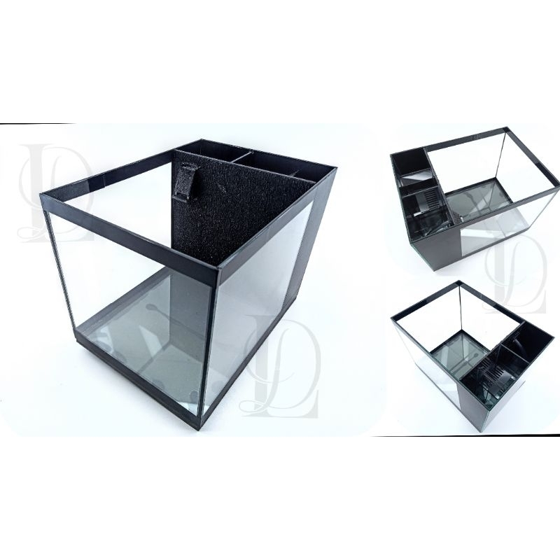 Aquário premium 25x35x25cm Cubo Nano Filtro Sump Traseiro Marinho Doce Plantado
