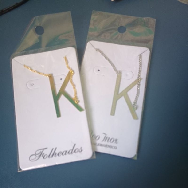 Colar Letra Lisa Folheado Inicial Cravejada cordão veneziana Semi Joia Banhada Folheado a Ouro 18K e Prata 925 4cm