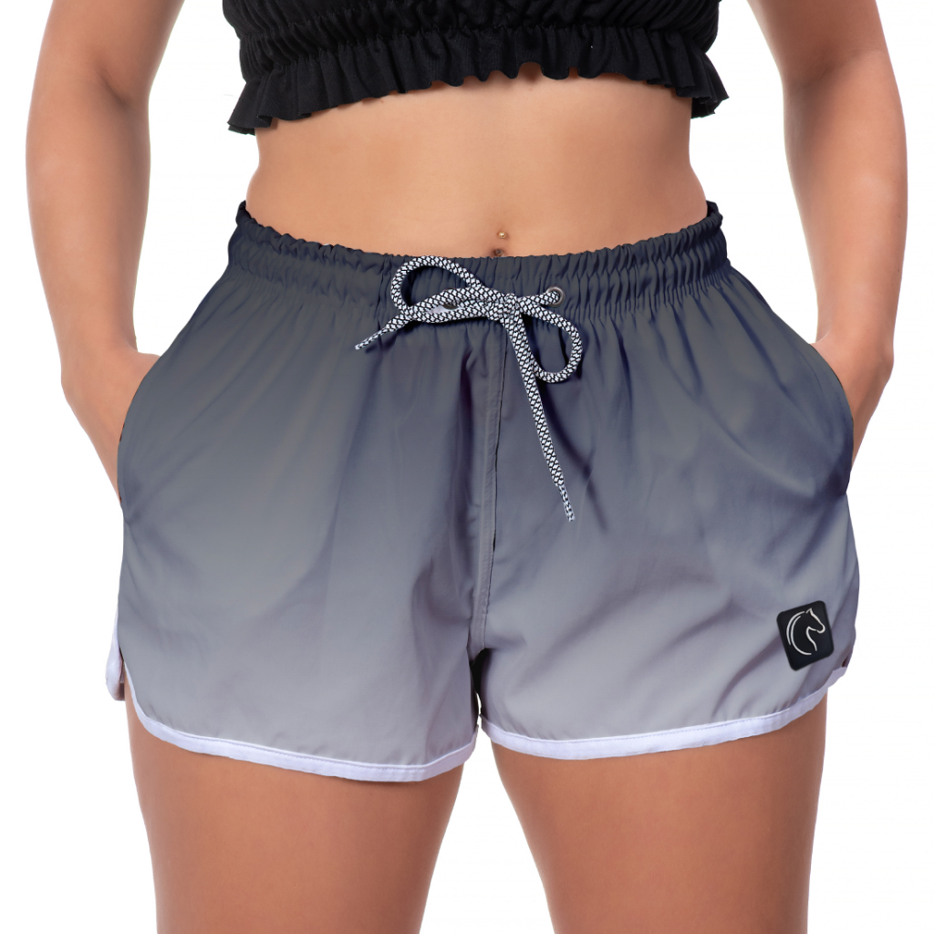 Shorts Feminino Moda Praia Verão Bermuda Estampada Com Bolsos Academia Treino