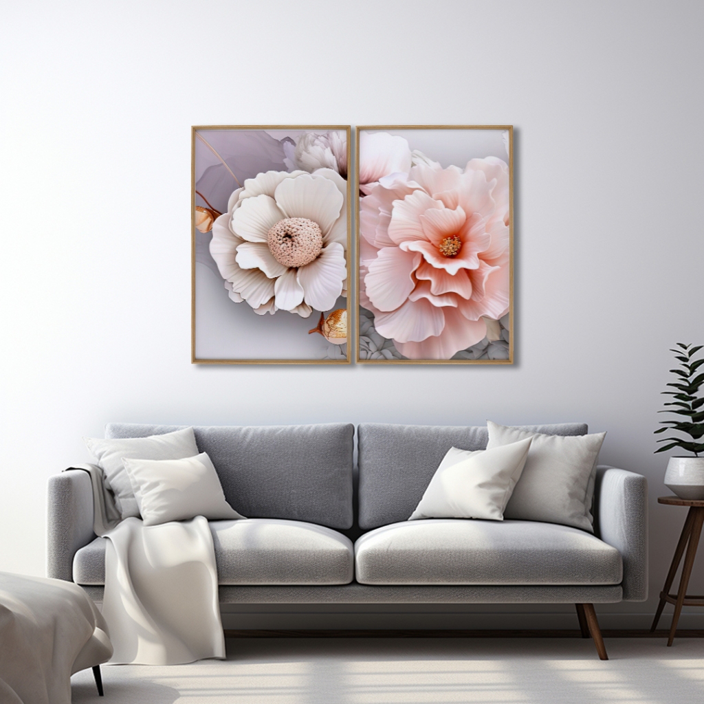 Quadro Decorativo Dança das Flores Com Moldura Quarto Sala Escritorio em Oferta na Shopee
