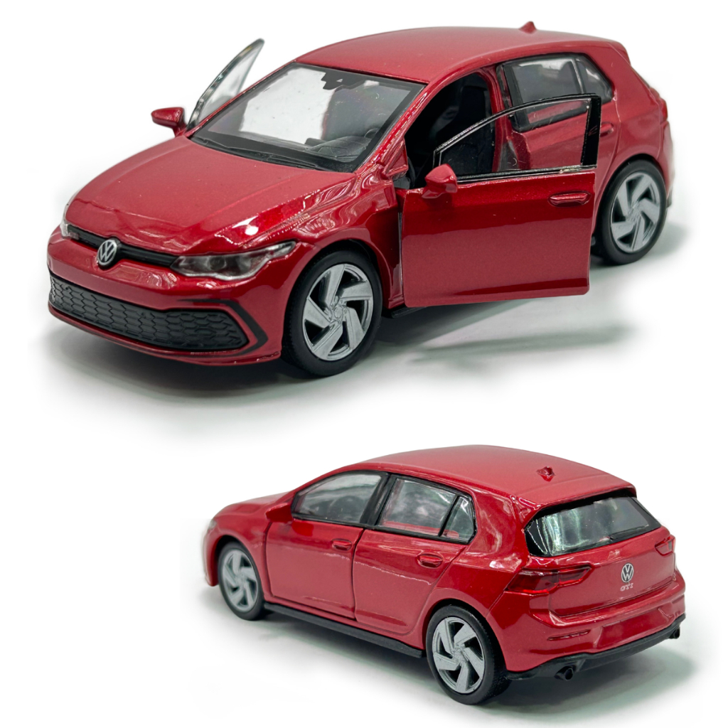 Carrinho Miniatura Volkswagen Golf GTI MK8 Metal Abre portas Coleção Criança Adulto Brinquedo