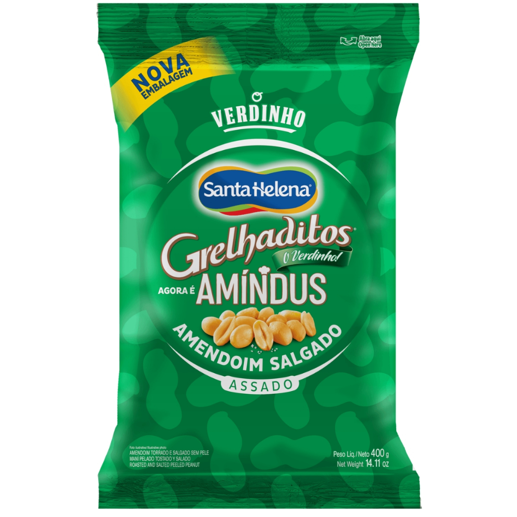 Amendoim Salgado Amíndus Grelhaditos Sem Pele 400g - Santa Helena