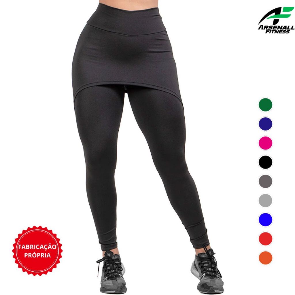 Calça Legging Fitness Tapa Bumbum Com Saia Embutida Academia Treino Conforto Crossfit