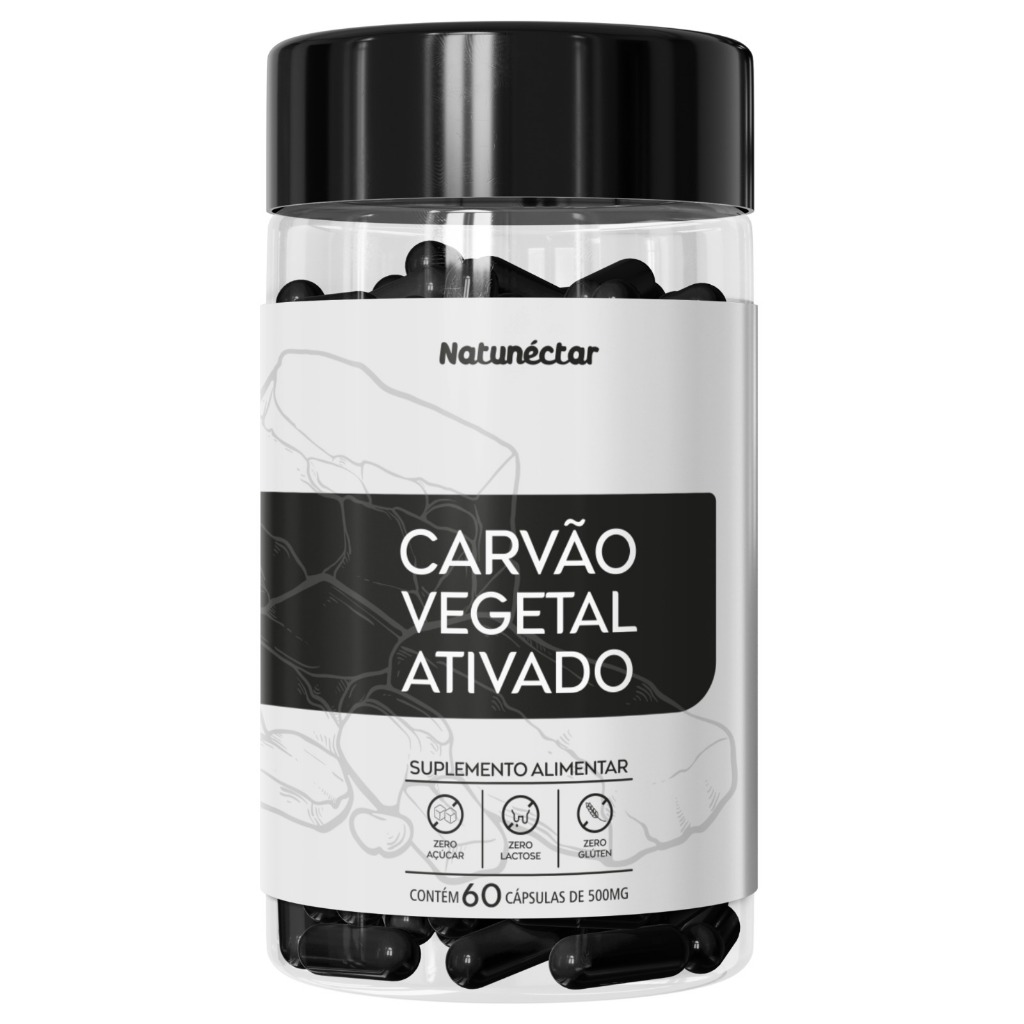 Carvão Vegetal Ativado Puro - 60 cápsulas