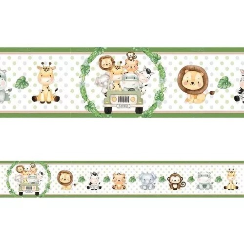 Faixa Adesivo Zoo Safari Verde Infantil Papel Parede Selva Premium em Oferta na Shopee