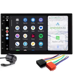 Central Multimídia Som De Carro Universal MP5 Bluetooth USB/AUX Carplay Android e IOS Tela 7 + Câmera de Ré