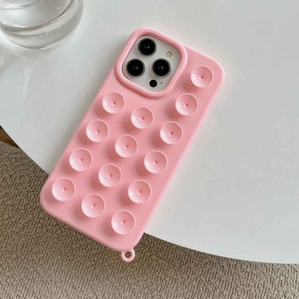 Capa Ventosa iPhone Silicone Antishock Fixação Vidro Espelho Suporte Selfie