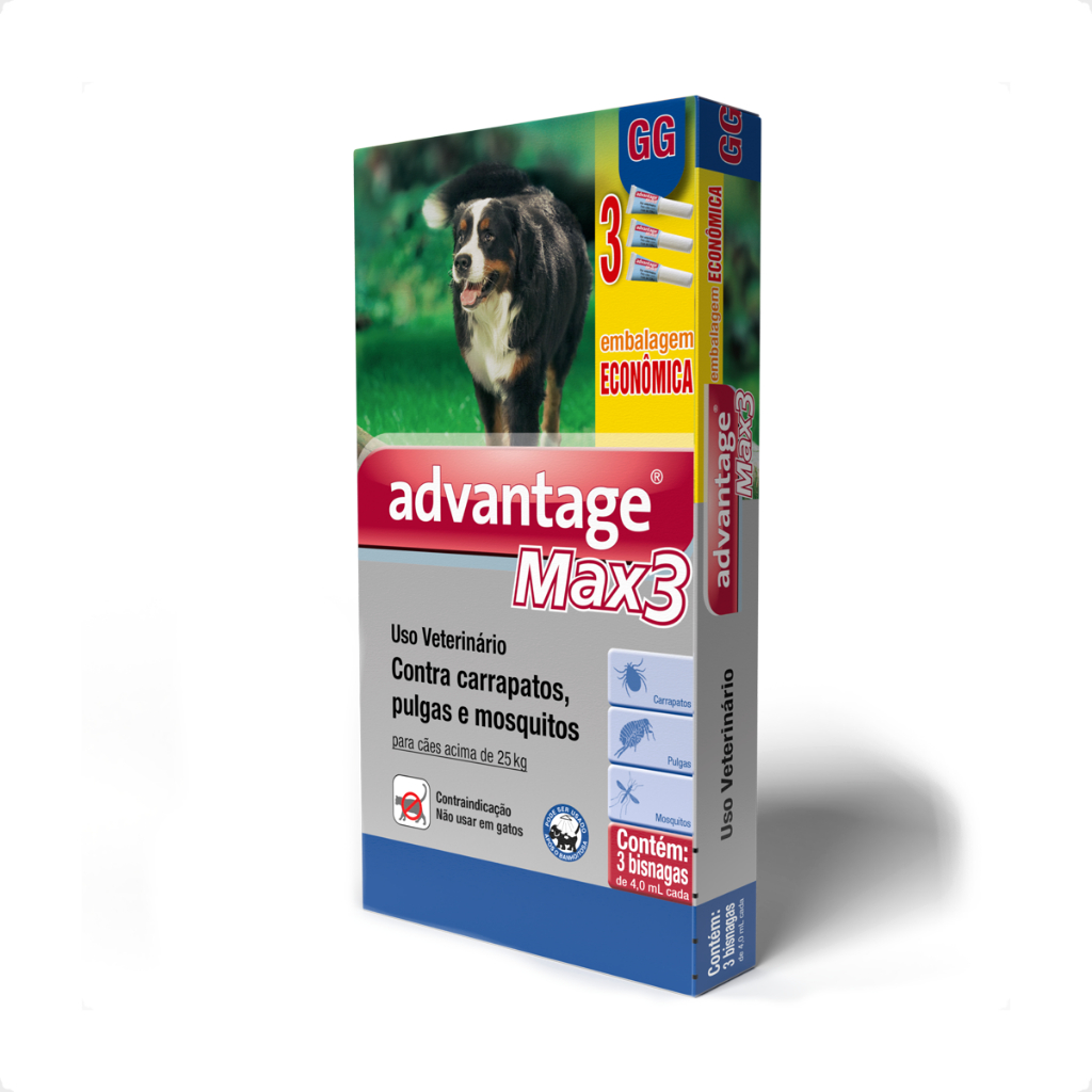 Advantage MAX3 4 mL Elanco para Cães Acima de 25 Kg - 3 Bisnagas em Oferta na Shopee