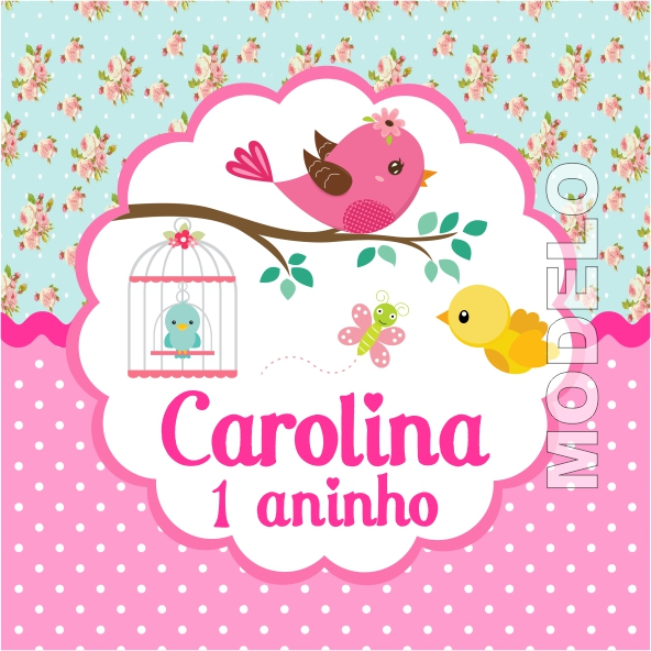 15 Adesivos Caixa Acrílica Passarinho Jardim Encantado - Tag - Etiqueta Personalizada