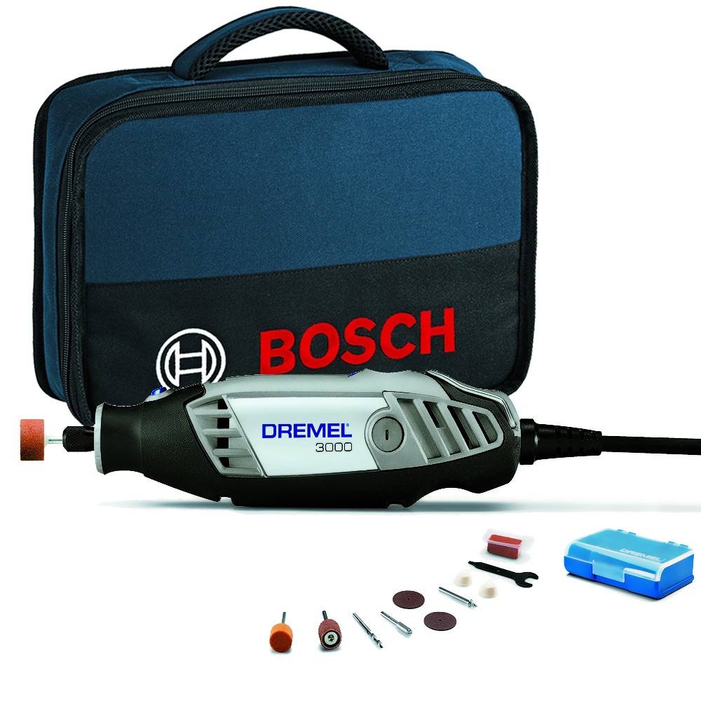 Kit Retífica Dremel 3000 com 10 Acessórios + Bolsa Bosch em Oferta na Shopee