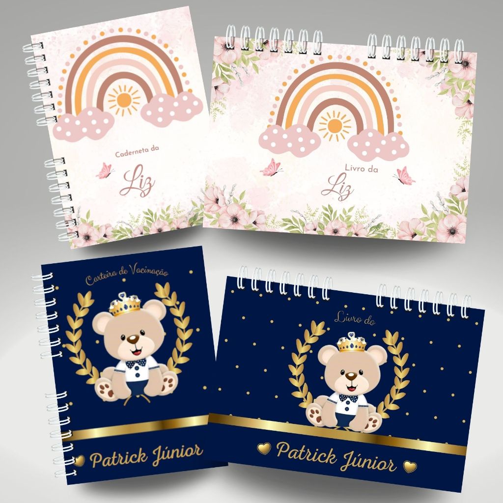 Kit Caderneta de Vacinação Atualizada e Livro do Bebê e Personalizados Nome para Meninos e Meninas