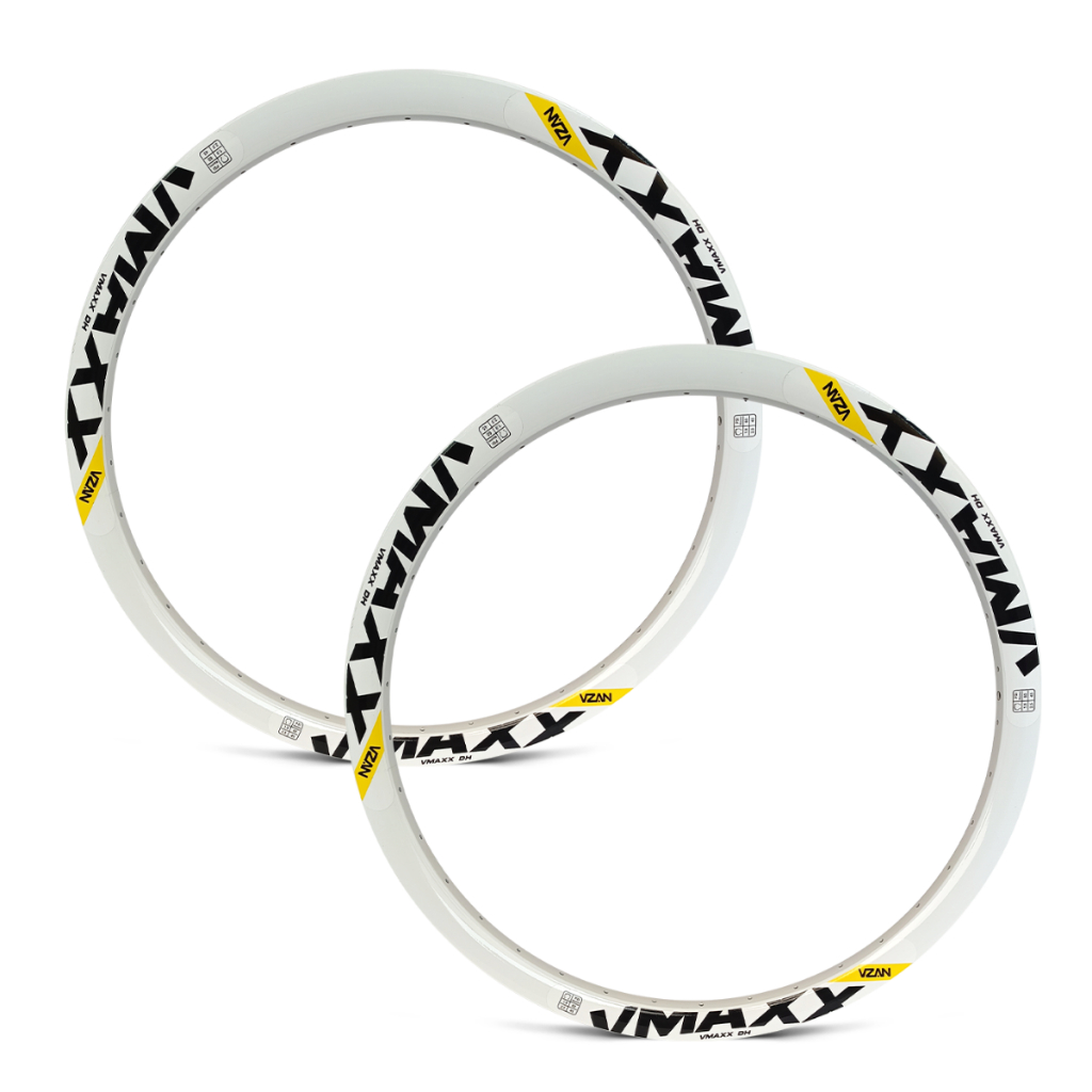 Aro 26 Vzan Vmaxx DH DownHill Parede Dupla 36F Disco / V Brake Sem Ilhós Resistente Branco Com Adesivo Preto em Oferta na Shopee