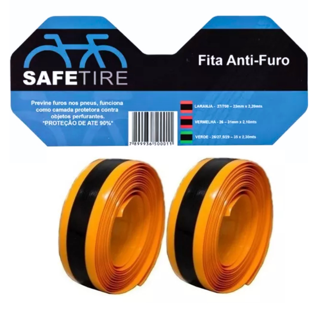 Par Fita Anti Furo Pneu Safetire Laranja Para Bicicleta Bike Speed Aro 700 23mm em Oferta na Shopee