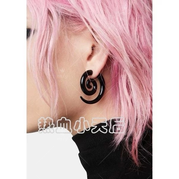 Cartela de alargador espiral caracol 12 unidade preto acrílico hiphop gótico expansor para orelha — imagem 2 de 2