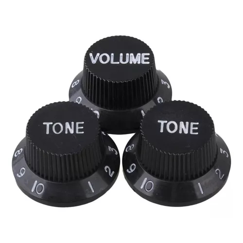 Jogo Knobs Preto Guitarra Stratocaster 2 Tone 1 Volume em Oferta na Shopee