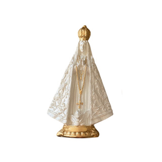 Kit 5 Nossa Senhora Aparecida 15cm Perolada com Detalhes Dourados em Oferta na Shopee