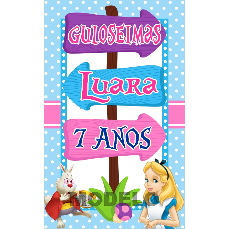 15 Adesivos Tubete Alice no País das Maravilhas - Etiqueta - Rótulo