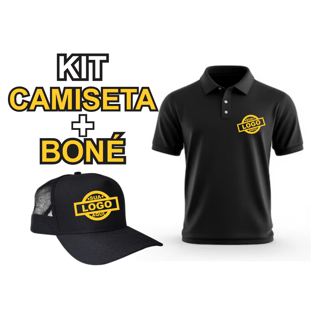 Kit Camiseta + Boné Personalizado Com Seu Logo Boné Super Cap Telinha Aba Curva Bordado Pré-Encomenda até 7 dias Úteis em Oferta na Shopee