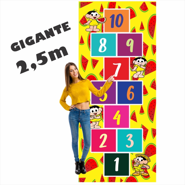 Tapete Jogo da Amarelinha Infantil Em Lona Grande Magali, Presente, meninas, Dia das Crianças, Aniversário, Natal AM130G