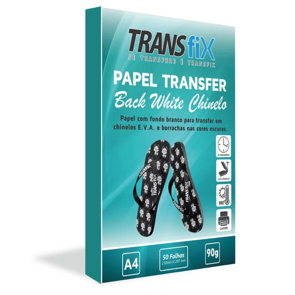 Papel Transfer Para EVA Chinelo Borracha Cores Escuras Back White 50 Folhas 90g - Transfix