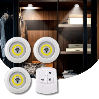 Kit Luminária Cob 3, 6 ou 9 Lâmpadas Led Sem Fio Controle Cor Branco Quente ou Frio Armár…