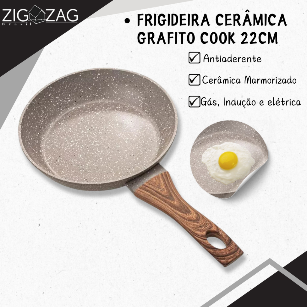 Frigideira de Cerâmica Cook Gafito 22 cm Antiaderente para Fogões de Indução, Gás e Elétrico Mimo Style em Oferta na Shopee