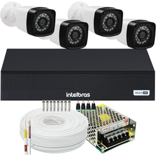 Kit 4 Cameras Segurança 1080p Full Hd 2mp Dvr Intelbras Mhdx 4ch S/hd em Oferta na Shopee