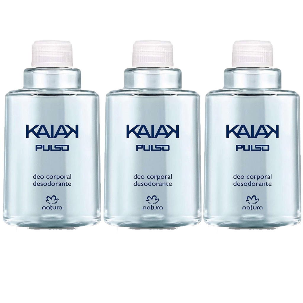 Refil Natura Masculino Deo Corporal Desodorante Kaiak Pulso 100ml Kit com 3 Unidades