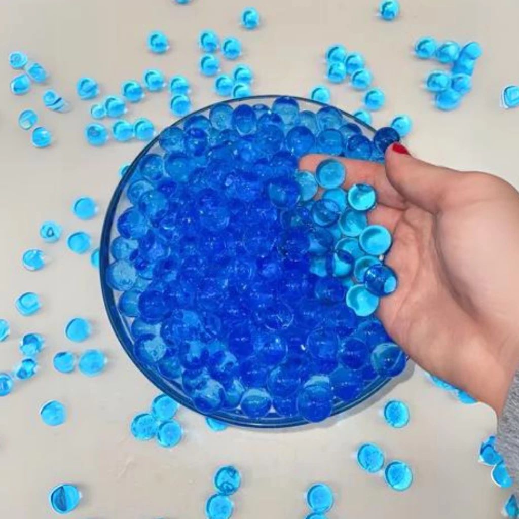 Kit 100g 20 mil /200g 40 mil/400g 80 Mil Bolinhas de Gel Hidrogel Azul 7-8mm Bolas Orbeez Cristal BBs Brinquedo