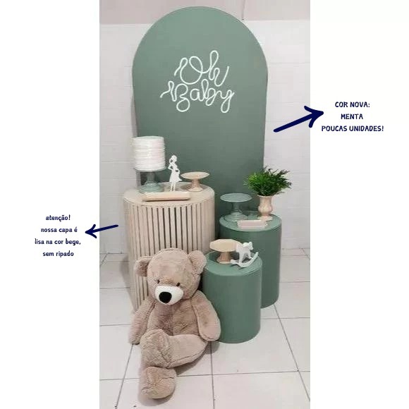 capa painel romano 2X1 menta com cacto + trio de capas mesas cilindros G BEGE M E P MENTA em Oferta na Shopee