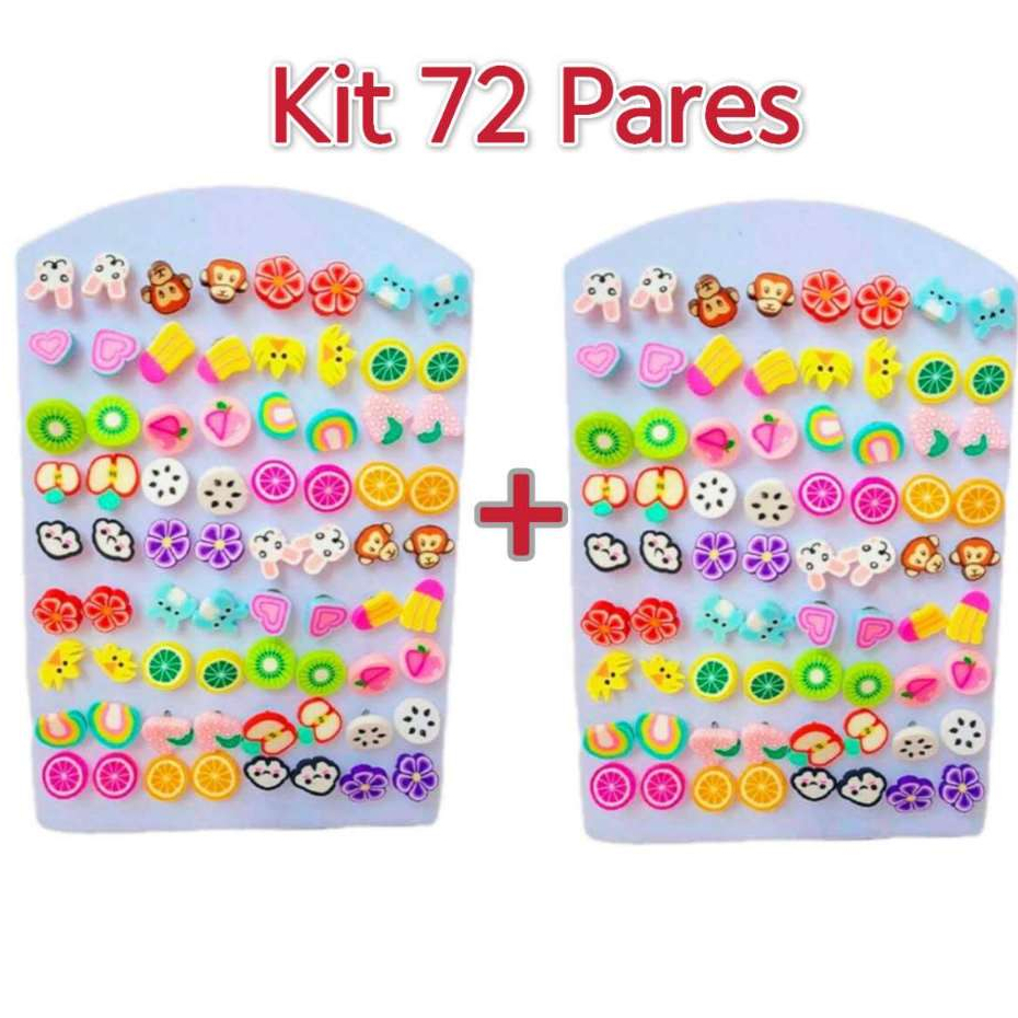 Kit de Brincos Infantil Fruta/animal Resina Acrílico colorido em Oferta na Shopee