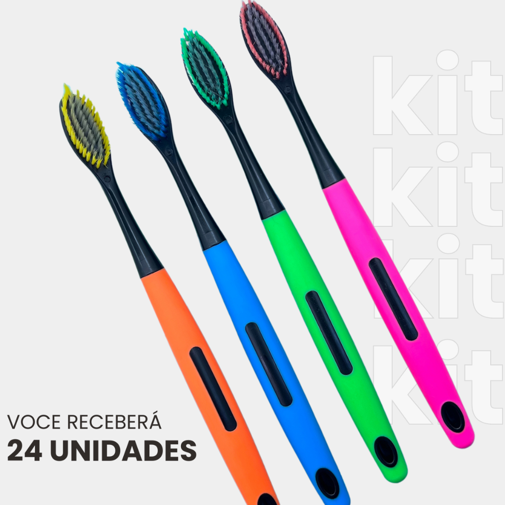 Kit 24 Escova de Dente Cerdas Macias Com Capa Protetora Higiênica Excelente Qualidade